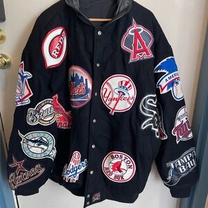 Vintage Jeff Hamilton Black Wool Baseball Patch Jacket